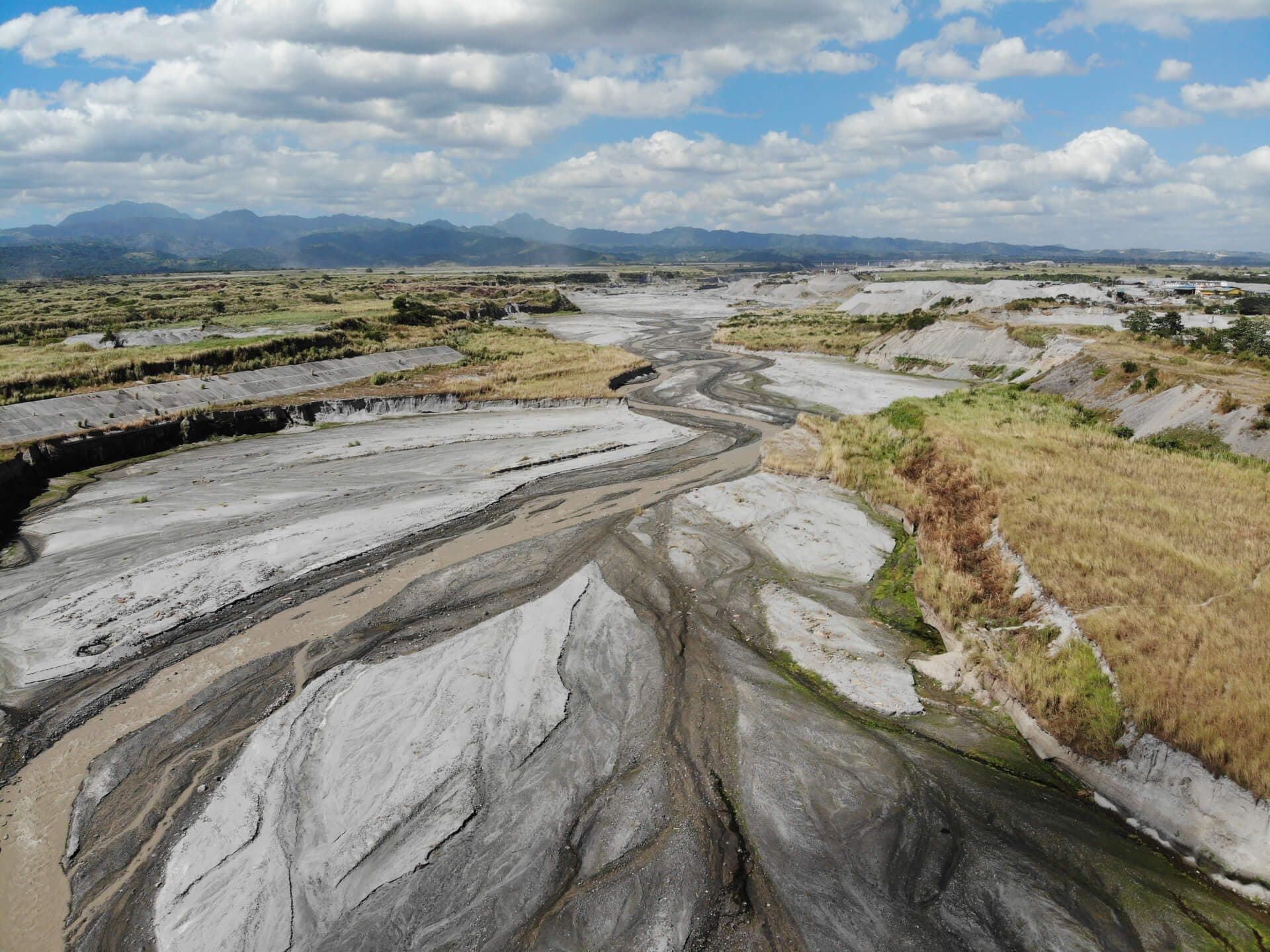 Aerial view of a braided river